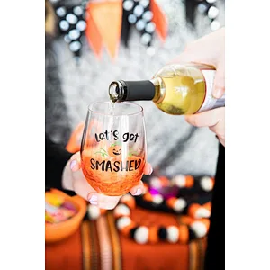 Let's Get Smashed Stemless Wine Glass Halloween Glass Cup Mug