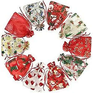 Drawstring Custom Size Rainbow Organza Bags Jewelry Drawstring Mesh Gift Bags for Wedding Party Favor Pouches Christmas Bags