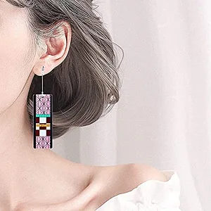 Custom 12 Pairs Women Tanjiro Earrings Anime Earrings Cosplay Fashion Acrylic Alloy Resin Demon Slayer Earring