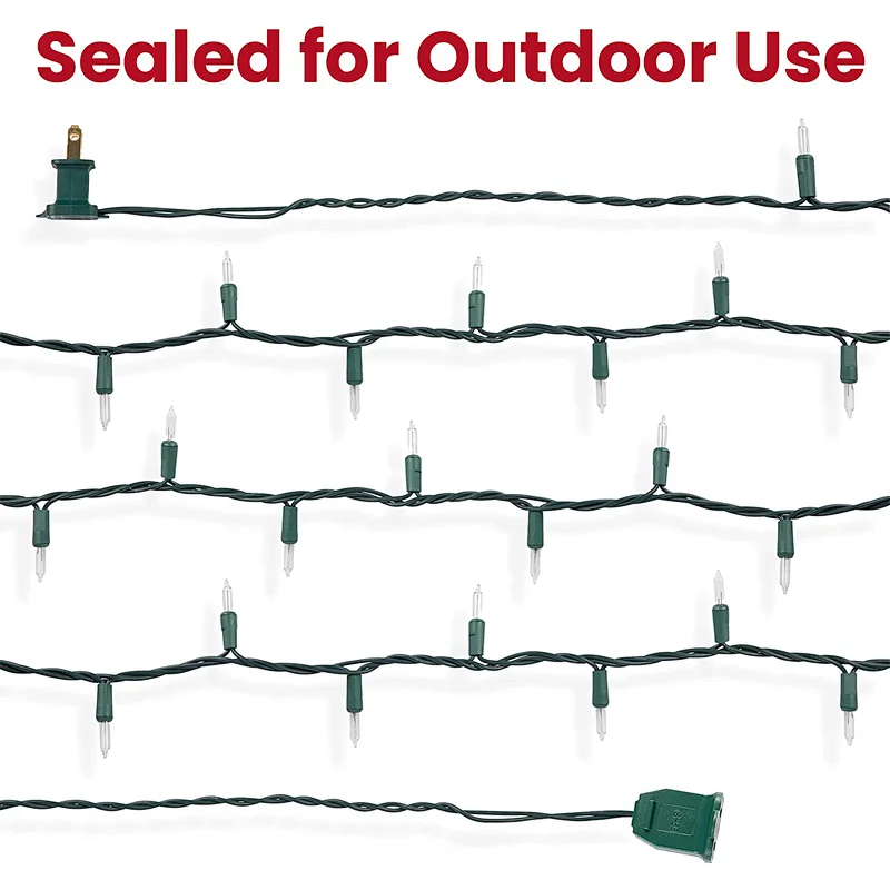 Christmas Lights 100-Count Clear Green Wire Christmas Lights Set Xmas Tree Lights for Christmas Decorations