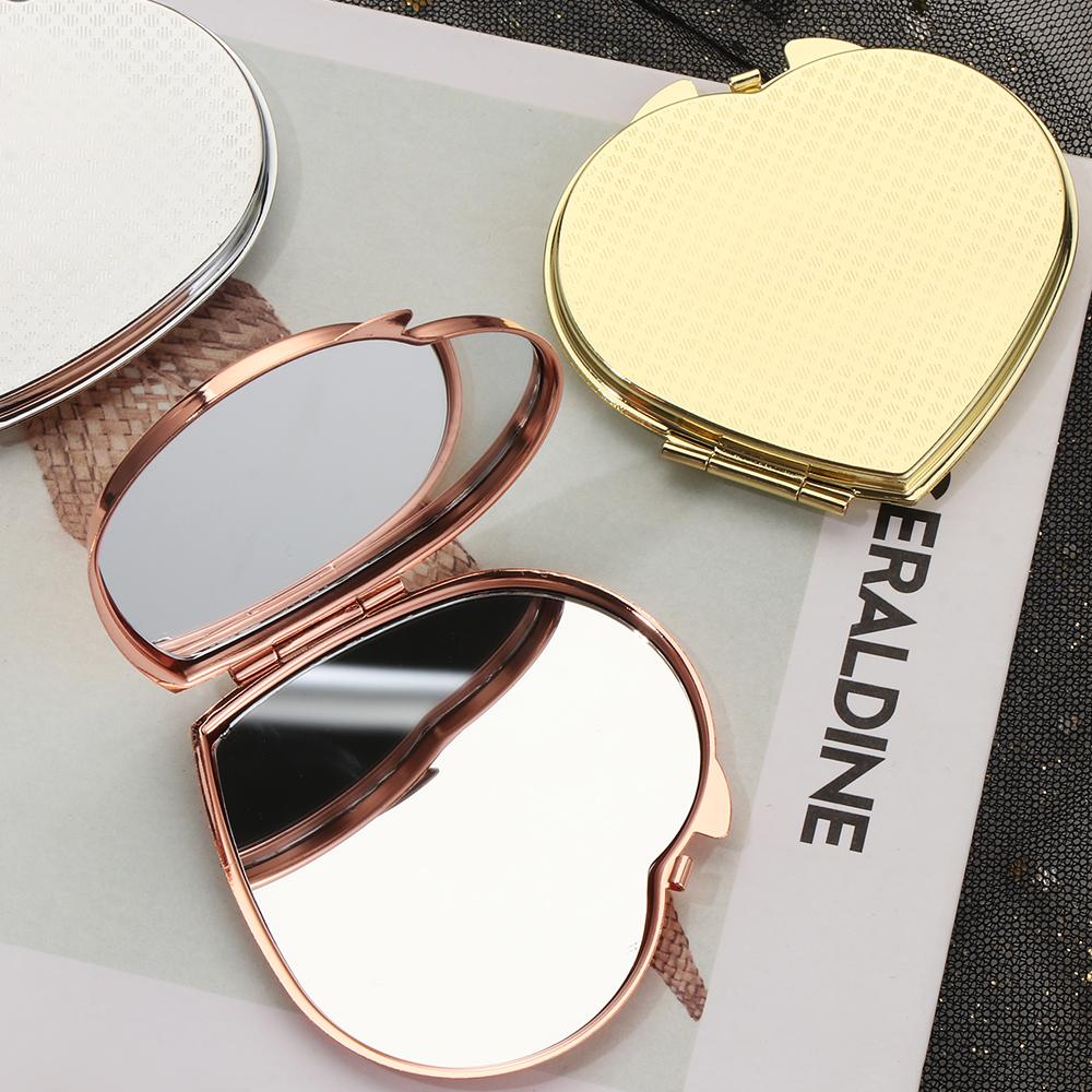 Customized Logo Round Double Side Metal Pocket Mirror Gold Plated Make Up Mini Mirror