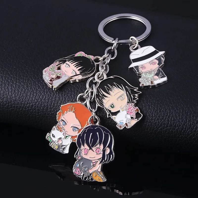 Hot Sale Demon Slayer Rengoku Nezuko Anime Hanafuda Chain Kimetsu No Yaiba Tanjiro Demon Slayer Keychain for Fans