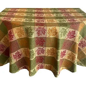 Leaf Jacquard Fall Thanksgiving 100% Cotton Fabric Tablecloth