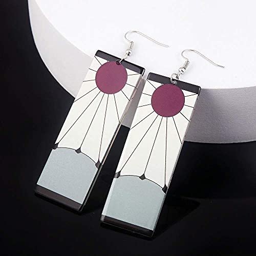 Cosplay Accessories Demon Slayer Earring Anime Kamado Tanjiro Hanafuda Earrings Kimetsu No Yaiba Hanafuda Tanjiro Earrings