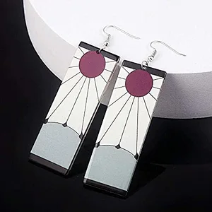 Cosplay Accessories Demon Slayer Earring Anime Kamado Tanjiro Hanafuda Earrings Kimetsu No Yaiba Hanafuda Tanjiro Earrings