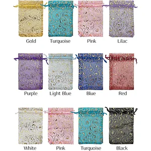 4X6 inch Custom Size Rainbow Organza Bags Jewelry Drawstring Mesh Gift Bags for Wedding Party Favor Pouches Christmas Bags