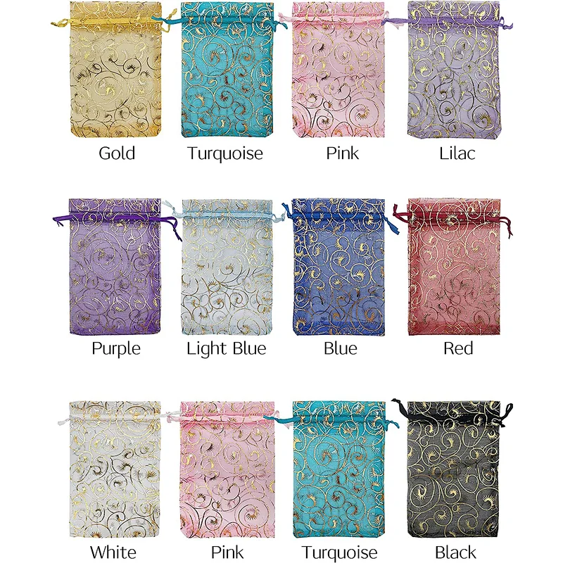 4X6 inch Custom Size Rainbow Organza Bags Jewelry Drawstring Mesh Gift Bags for Wedding Party Favor Pouches Christmas Bags