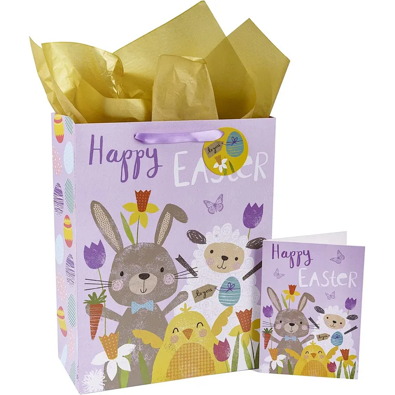 Easter Creative Set Large Paper Shopping Gift Bag with Card Tissue Paper