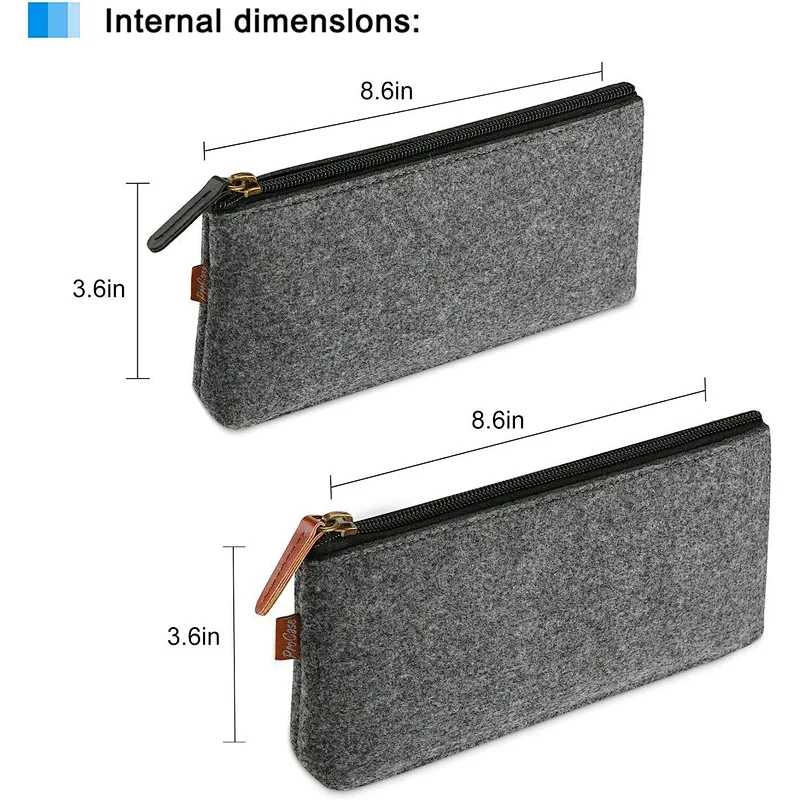 2023 Custom Size Logo Felt Students Stationery Pouch Felt Zipper Bag for Pens