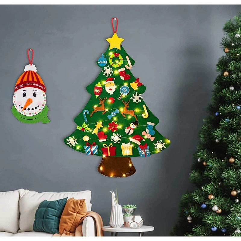 Wholesale Felt Christmas Trees Diy Three Color Splicing Xmax Decorations Felt Christmas Gift Tree Party Felt Ornament Custom