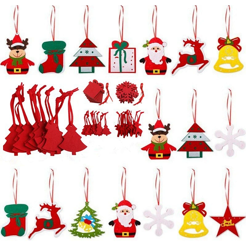2023 Felt Christmas Tree Ornament Hanging Manufacturer Selling Multiple Shapes Pendants With Rope For Diy Xmas Tree Decorate