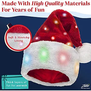 Christmas Plush Santa Hat Led Light Up Funny Christmas Hats for adults with Lights