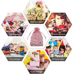 Gold Dragon Custom Size Rainbow Organza Bags Jewelry Mesh Gift Drawstring Bags for Wedding Party Favor Pouches Christmas Bags