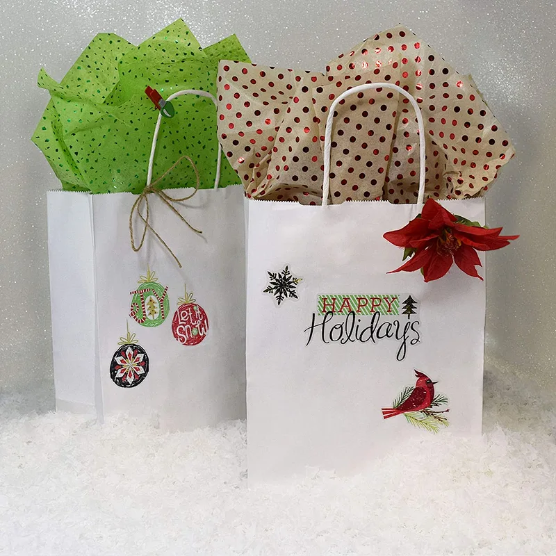 Custom Logo Size 8x4x10 Inch 100 Pack White Gift Bags Small Paper Shopping Bags with Handles