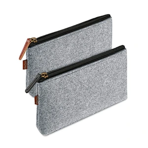2023 Pink Felt Bag Custom Size Logo Felt Students Stationery Pouch Felt Zipper Bag for Pens