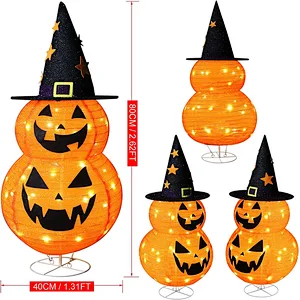 Halloween Decorations 2.6FT Pre-lit Halloween Collapsible Pumpkin Decor