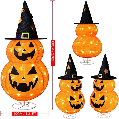 Halloween Decorations 2.6FT Pre-lit Halloween Collapsible Pumpkin Decor