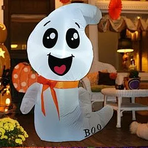 4 FT Halloween Inflatable Outdoor White Cute Ghost Blow Up Yard Decoration Clearance with LED Lights Built
