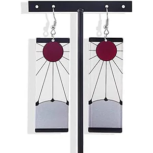 Cosplay Accessories Demon Slayer Earring Anime Kamado Tanjiro Hanafuda Earrings Kimetsu No Yaiba Hanafuda Tanjiro Earrings