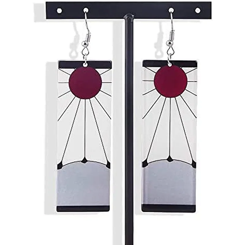 Cosplay Accessories Demon Slayer Earring Anime Kamado Tanjiro Hanafuda Earrings Kimetsu No Yaiba Hanafuda Tanjiro Earrings