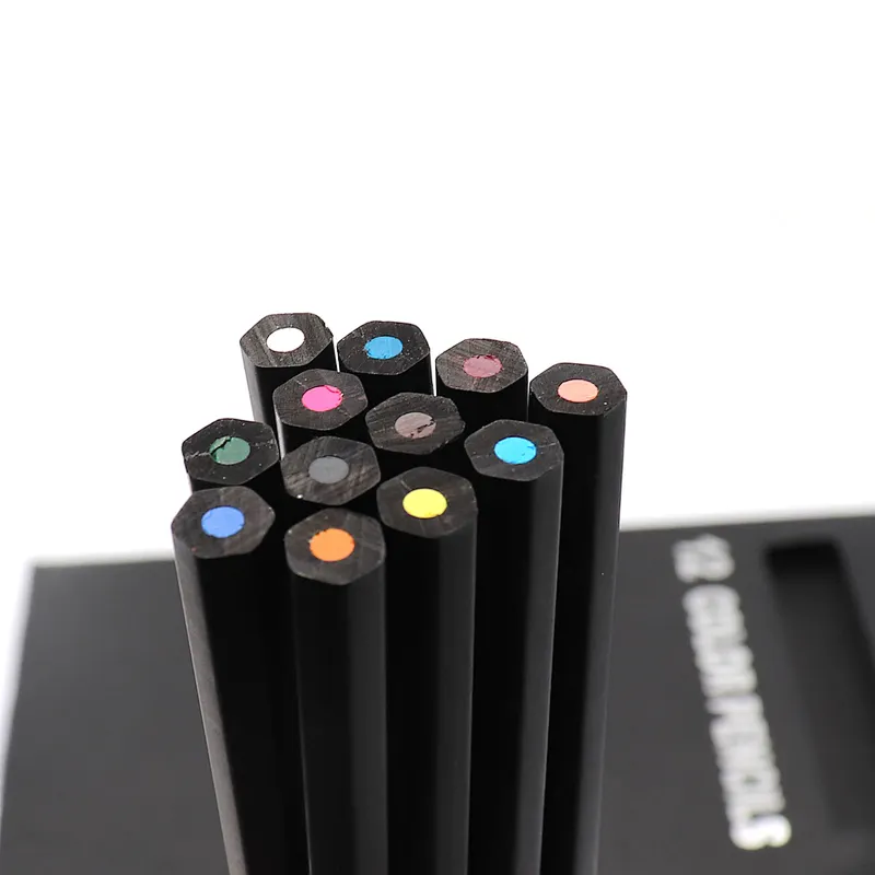 12 Colors Kids Coloring Soft Wax-based Cores Custom Oily Colored Pencils Set For Adult Books Sketching Painting Drawing