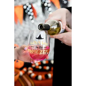 Halloween Witch Way to Booze Stemless Wine Glass