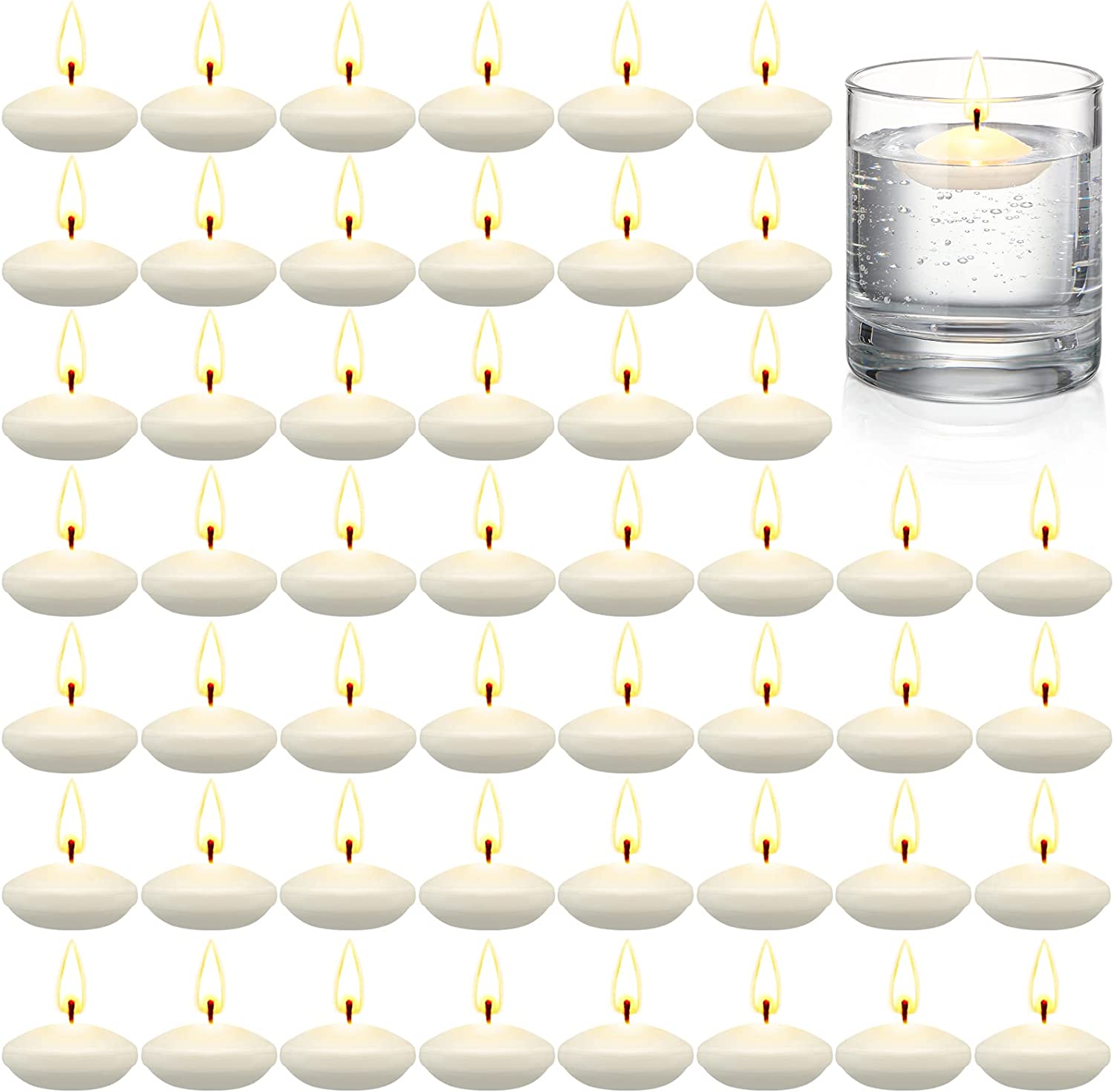 50 Pieces 1.5 Inch Unscented Valentine's Day Floating Candles