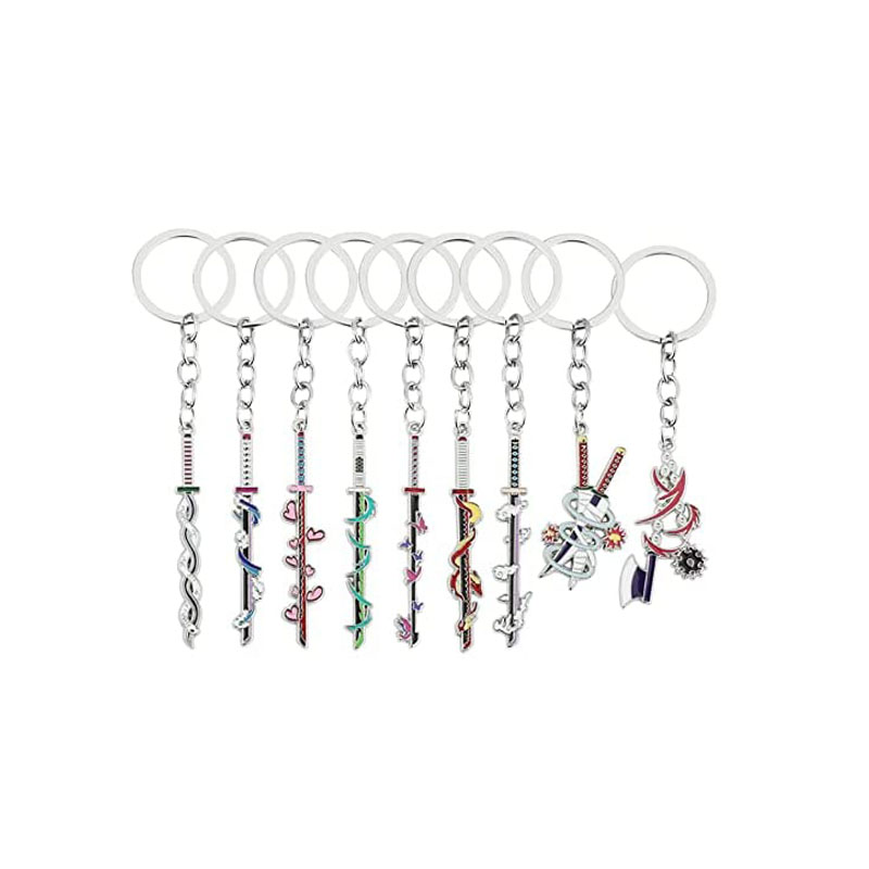 9 Hashiras Demon Slayer Anime Slayer Keychain Pin Set Cartoon Figures Mini Katana Demon Slayer Sword Key Chains