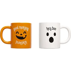 Good Morning Pumpkin and Hey Boo Ceramic Matching Mugs