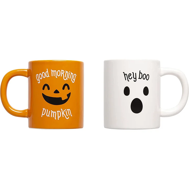 Good Morning Pumpkin and Hey Boo Ceramic Matching Mugs