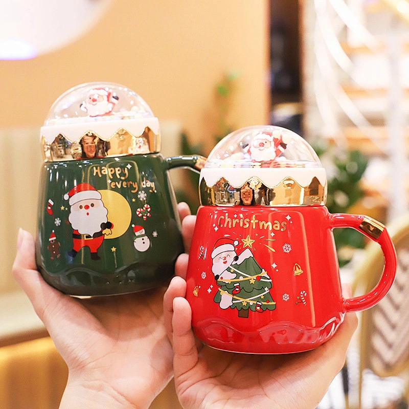Creative Christmas Viewing Ceramic Milk Mug Porcelain Water Cup Coffee Cup Gift For Household With Handle