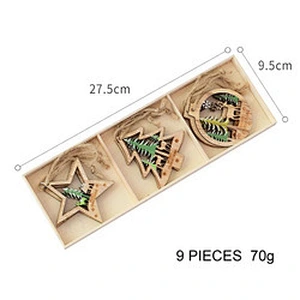 New Arrival Christmas Diy Accessories Crafts Creative Wooden Christmas Ornaments Set