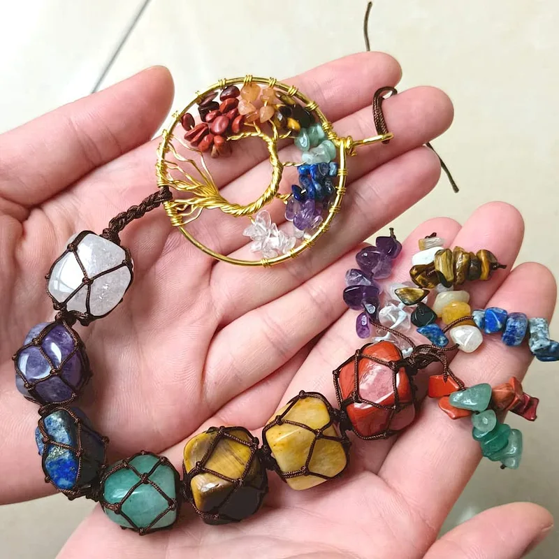 Stones Healing Crystals Wall Ornament Meditation Hanging Ornament Dream Catcher