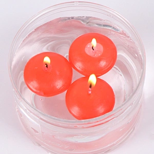 3 inch Red White Unscented Wax Discs Valentine Day 10 Hour Floating Candles for Cylinder Vases