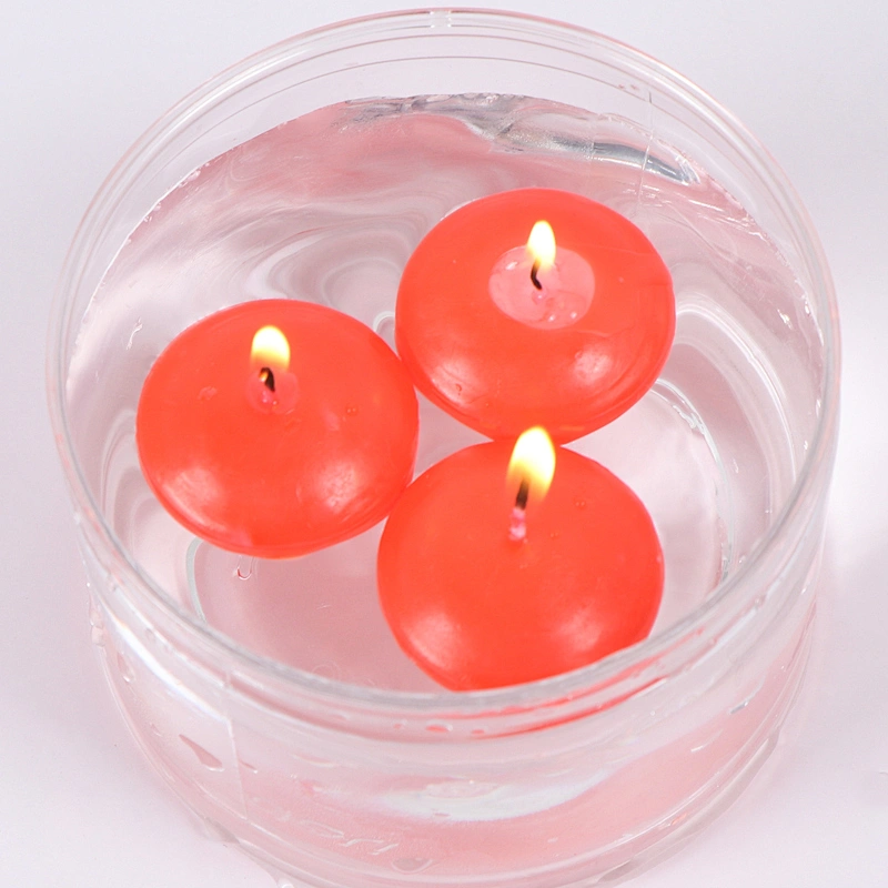 3 inch Red White Unscented Wax Discs Valentine Day 10 Hour Floating Candles for Cylinder Vases