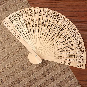 Chinese Fragrant Sandalwood Hand Fan Carved Scented Wooden Fan