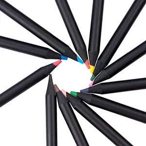 New Hot Selling Black Wood Pencil 12-color Promotional Colores For Kis Drawing