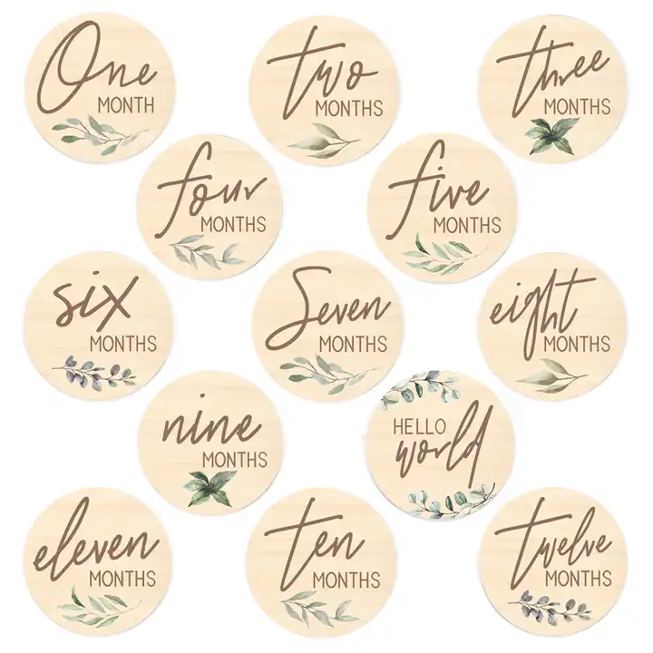 Custom Size Wood Birth Sign Baby Birth Cards Milestone Discs Wooden Cards Sign