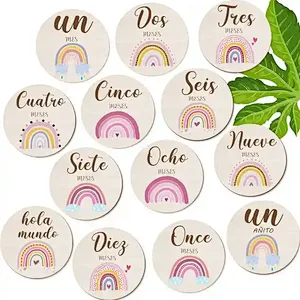 Custom Size Wood Birth Sign Baby Birth Cards Milestone Discs Wooden Cards Sign