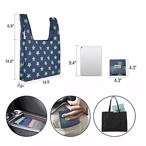 Custom Logo Grocery Eco-friendly Foldable Ripstop Carry Nylon Bags Reusable Folding Polyester Shopping Bag