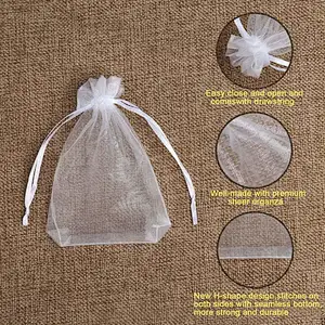 Hot Sale Custom Organza Jewelry Gift Bag White Wedding Favor Bags With Drawstring