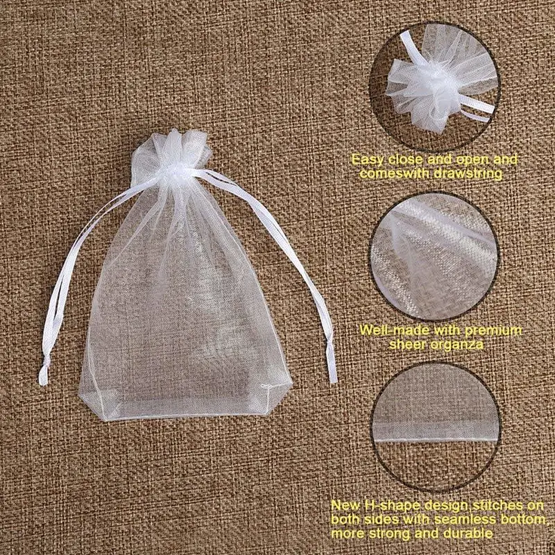 Hot Sale Custom Organza Jewelry Gift Bag White Wedding Favor Bags With Drawstring