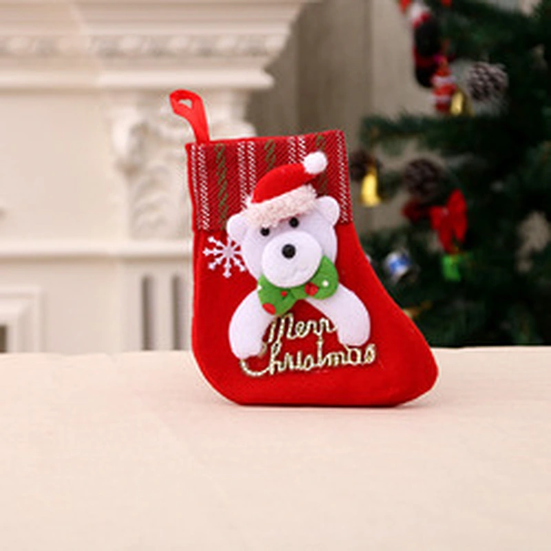 2023 Kids Gift Christmas Stocking Felt Solid Xmas Socks Tree Hanging Ornaments Holiday Candy Bags Fabric Xmas Gift Socks