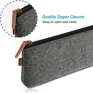 2023 Custom Size Logo Felt Students Stationery Pouch Felt Zipper Bag for Pens