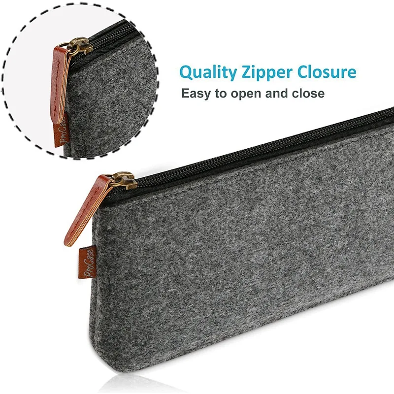 2023 Custom Size Logo Felt Students Stationery Pouch Felt Zipper Bag for Pens