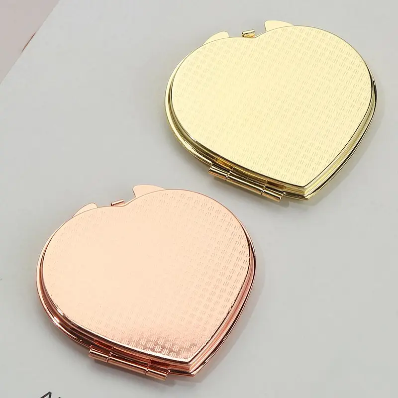 Custom Logo Heart Shaped Silver Plating Cosmetic Hand Mirror