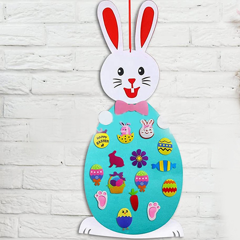 2023 Diy Felt Easter Bunny Wall Hanging Toys Gifts For Easter Party Kids Rabbit Decorations