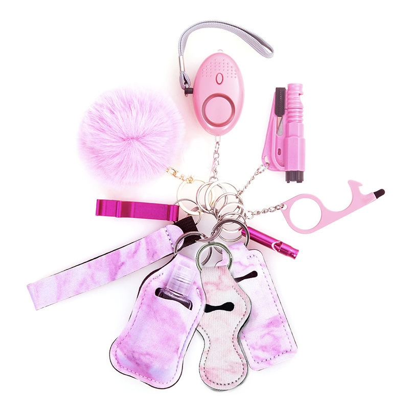 Wholesale 11pcs/set Personal Self-defense Protection Key Chain Bulk Custom Women Self Defense Keychain Sets Accessories