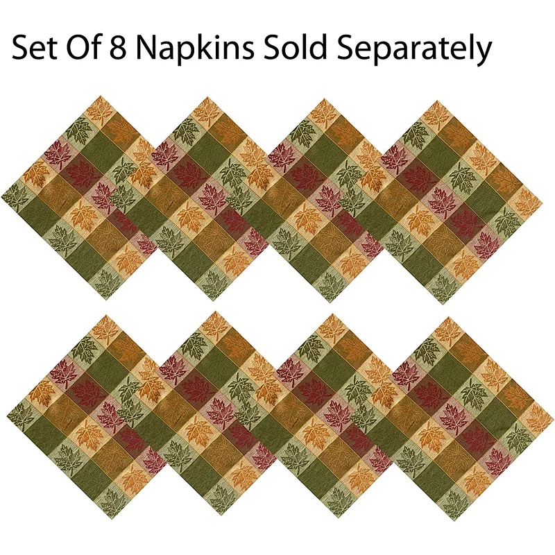 Leaf Jacquard Fall Thanksgiving 100% Cotton Fabric Tablecloth