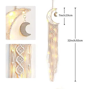Macrame Wall Hanging Moon Dream Catcher for Kids Room Home Wedding Ornament Craft Gift